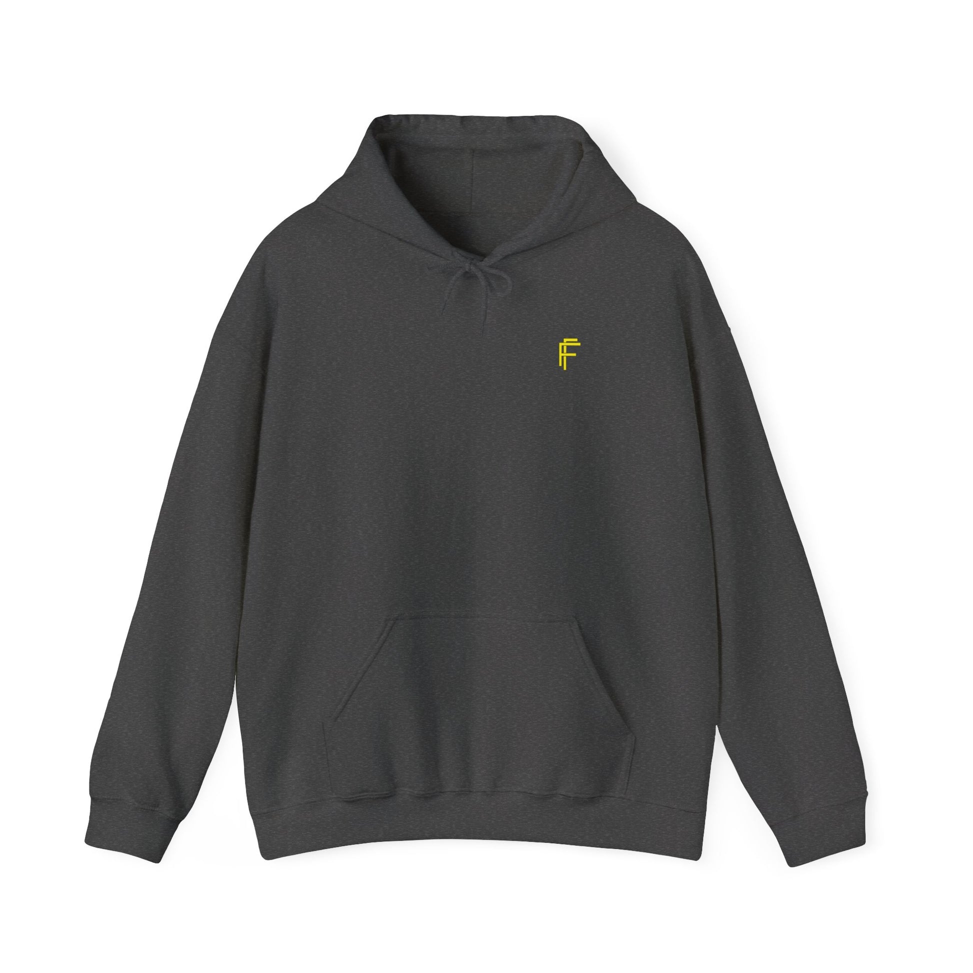 Frenzy Unisex Heavy Blend™ Hoodie with Yellow Logo. - Fitness Frenzy