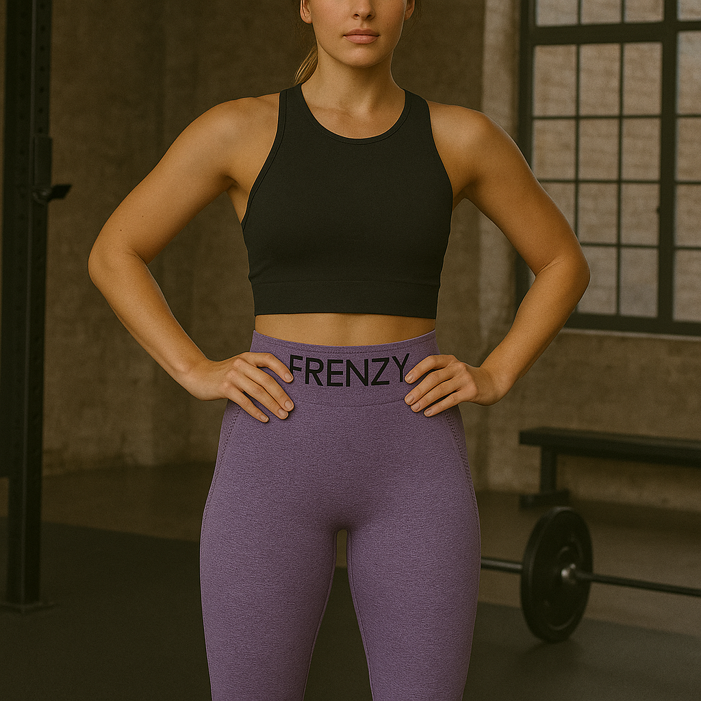 Frenzy Womens TriDri® Seamless '3D fit' Sports Leggings with Black Logo - Fitness Frenzy