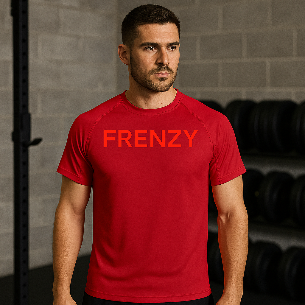 Frenzy Men's TriDri® Panelled Tech Tee in Fire Red. - Fitness Frenzy