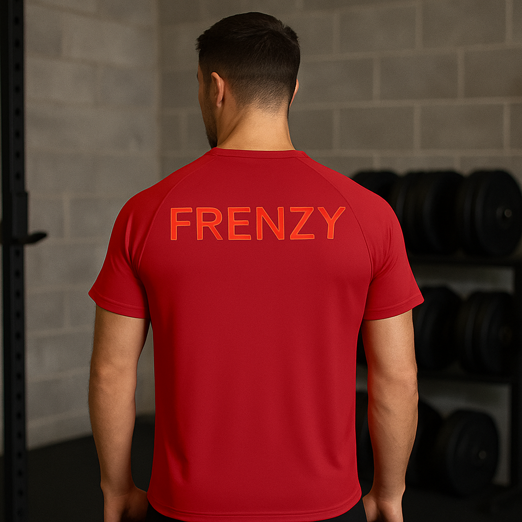 Frenzy Men's TriDri® Panelled Tech Tee in Fire Red. - Fitness Frenzy