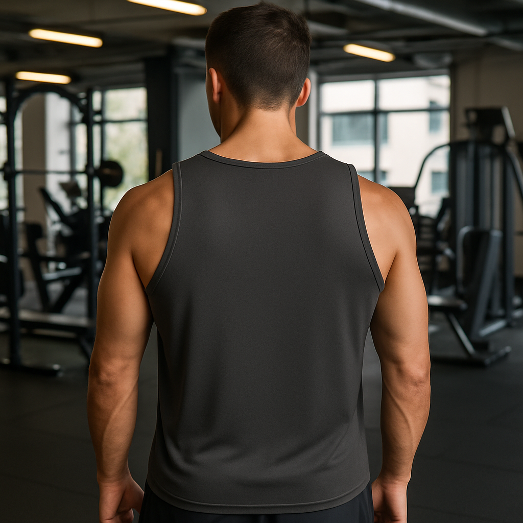 FRENZY Men’s Seamless Performance Vest in Charcoal. - Fitness Frenzy