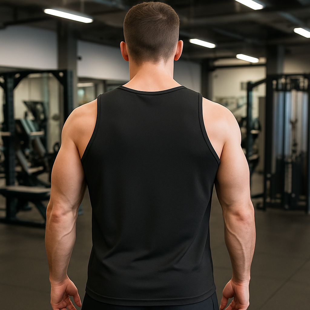 FRENZY Men’s Seamless Performance Vest in Jet Black. - Fitness Frenzy