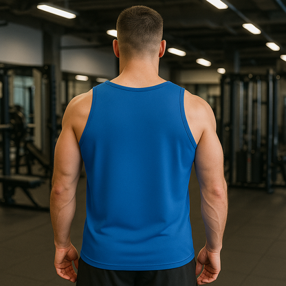 FRENZY Men’s Seamless Performance Vest in Sapphire Blue. - Fitness Frenzy
