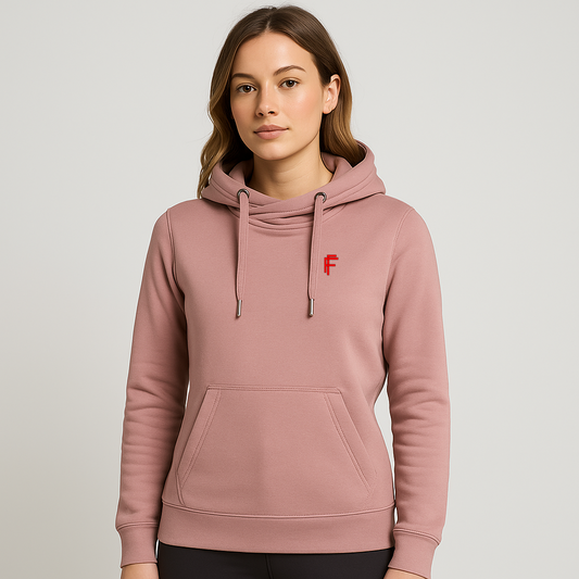 Unisex Frenzy Lightweight Hoodie with Red Logo.
