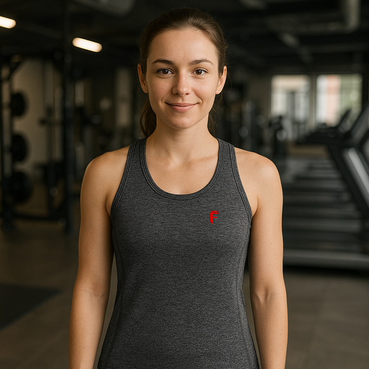 Frenzy Womens TriDri® Seamless '3D fit' Sports Vest In Black Melange.
