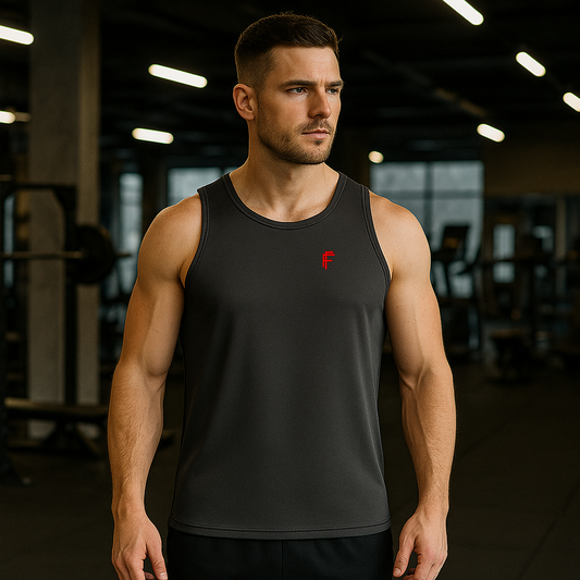 FRENZY Men’s Seamless Performance Vest in Charcoal.
