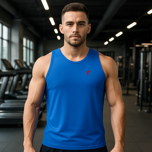 FRENZY Men’s Seamless Performance Vest in Sapphire Blue.