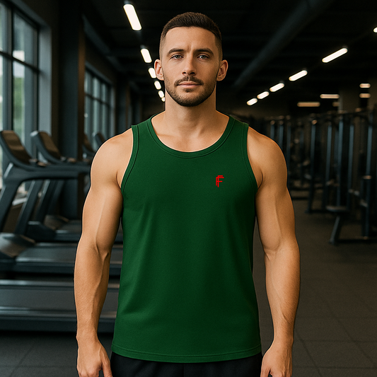 FRENZY Men’s Seamless Performance Vest in Bottle Green.